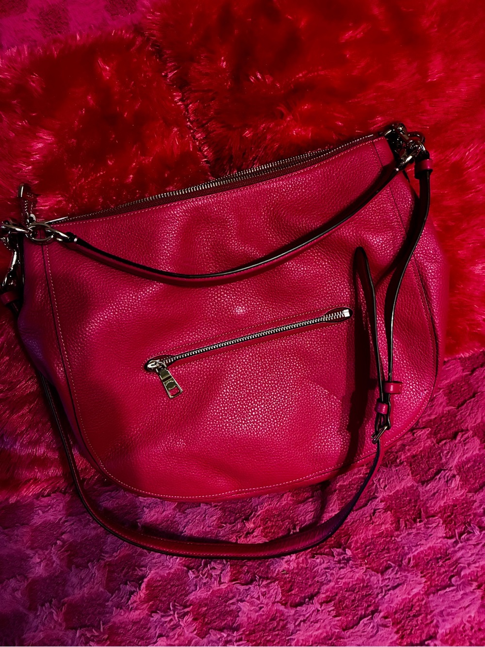 Coach Hot Pink Leather Shoulder Bag
